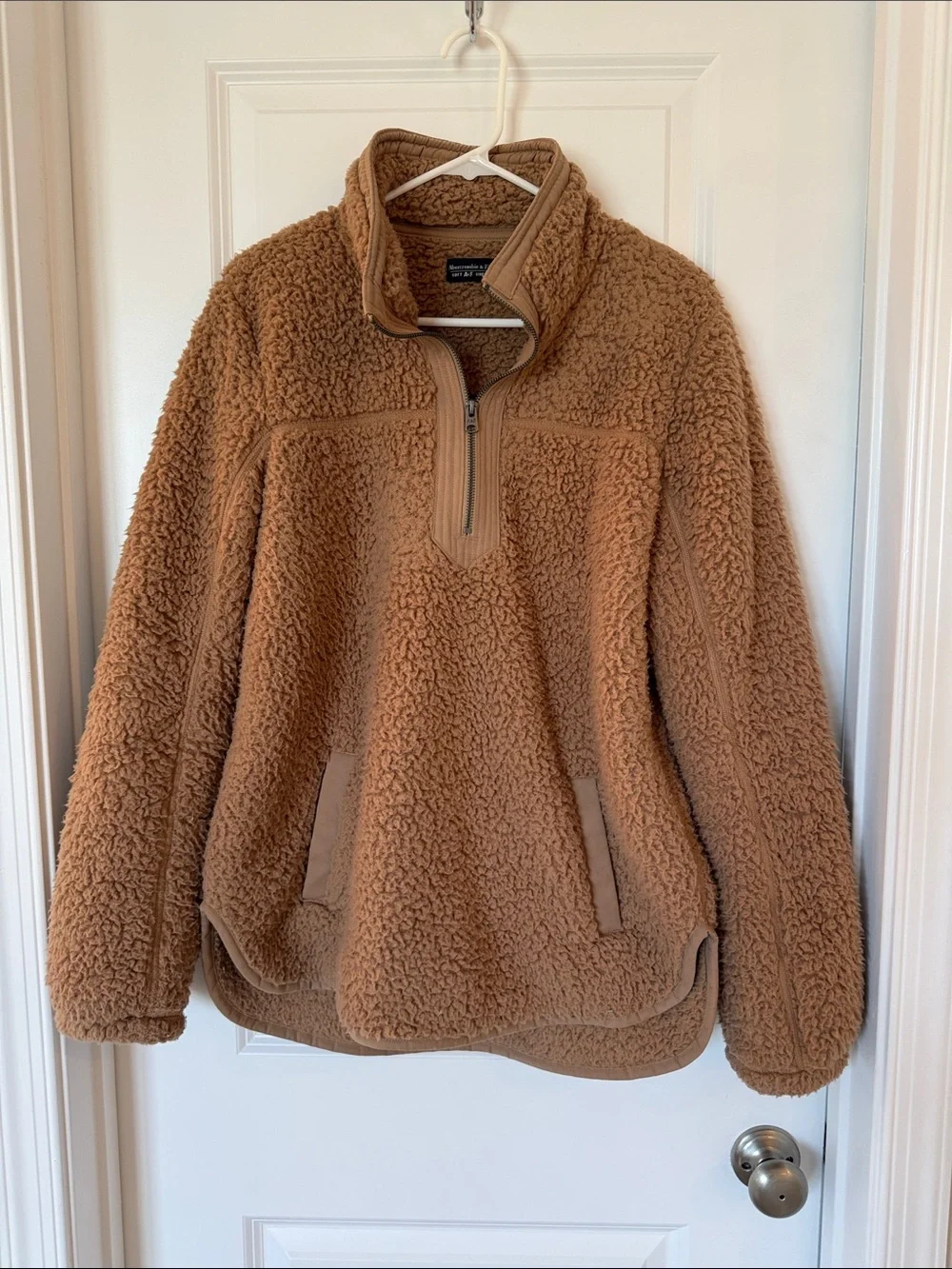 Abercrombie & Fitch Caramel Brown Sherpa Half-Zip Pullover - Picture 1 of 6